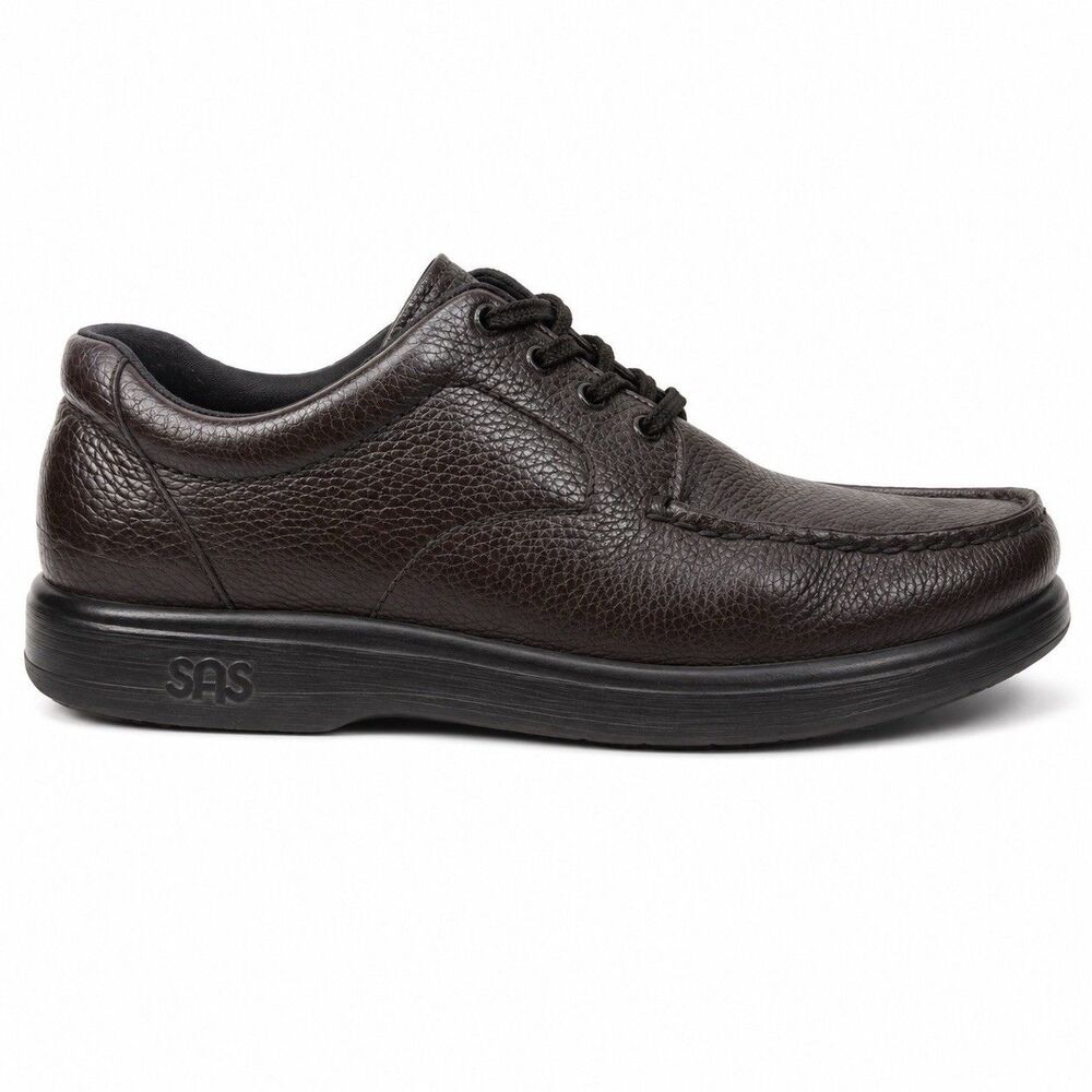 SAS Bout Time Men’s 8.5 W Brown Leather Lace Up Loafer Moc Toe Comfort Shoes